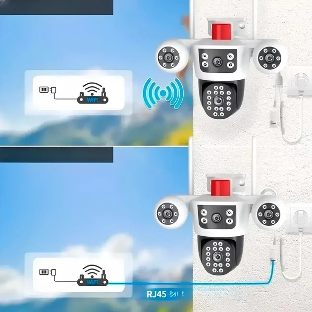 Умная Wi-Fi IP камера видеонаблюдения уличная поворотная 8Мп 2 объектива с удаленным доступом V380Pro - Фото 5 Умная Wi-Fi IP камера видеонаблюдения уличная поворотная 8Мп 2 объектива с удаленным доступом V380Pro - изображение 5
