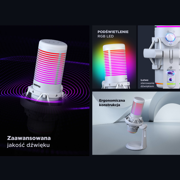 Mikrofon Rampage BEMOL Beyaz RGB White (8680096139246) - obraz 7