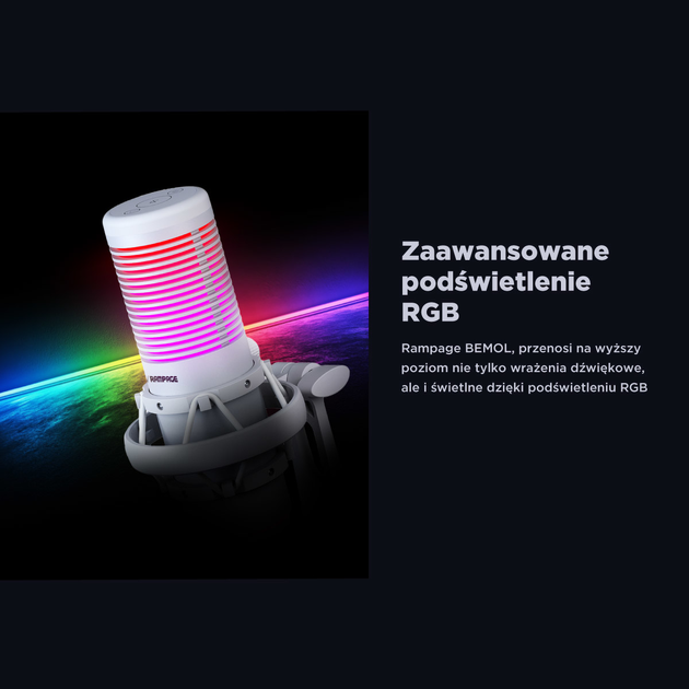 Mikrofon Rampage BEMOL Beyaz RGB White (8680096139246) - obraz 9