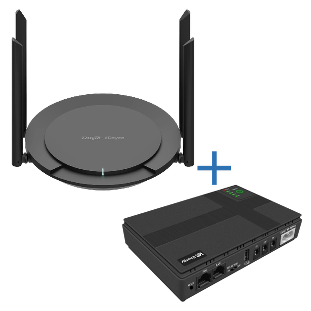 Комплект маршрутизатор та джерело безперебійного живлення Ruijie VIA Energy Mini UPS + RG-EW300 PRO - зображення 1