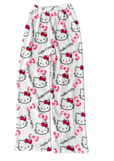 Пижамные плюшевые Штаны Hello Kitty хелоу китти белые размер M - Фото 6 Пижамные плюшевые Штаны Hello Kitty хелоу китти белые размер M - изображение 6