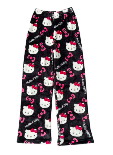 Пижамные плюшевые Штаны Hello Kitty хелоу китти чёрные размер M - Фото 2 Пижамные плюшевые Штаны Hello Kitty хелоу китти чёрные размер M - изображение 2