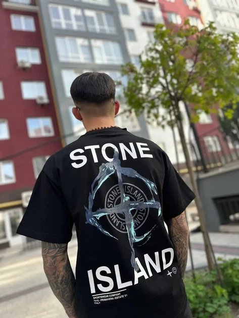 Футболка Stone Island с логотипом с обеих сторон, черная.Размер M. - Фото 4 Футболка Stone Island с логотипом с обеих сторон, черная.Размер M. - изображение 4