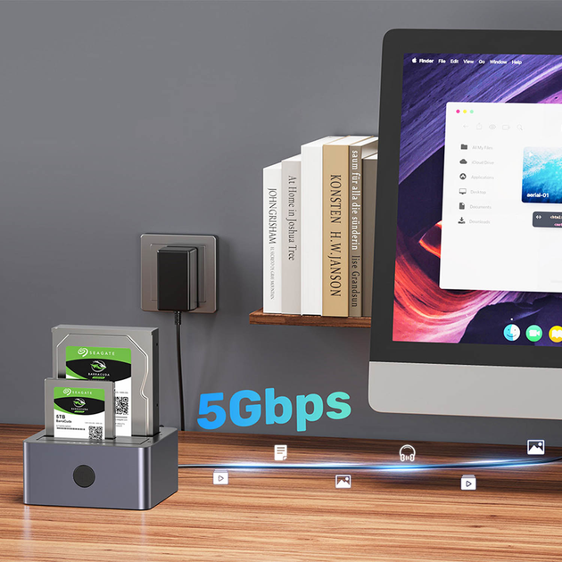 Станція клонування Unitek Y-3026GY01-EU для SSD/HDD 2 x SATA 2.5''/3.5'' USB 3.0 5Gbps - зображення 9