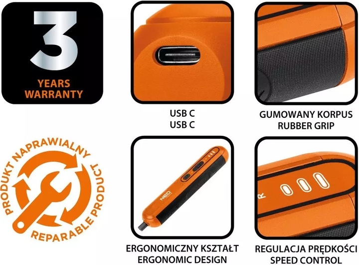 Електровикрутка акумуляторна NEO Tools 4V Li-Ion USB-C 04-199 (5907558483888) - зображення 10