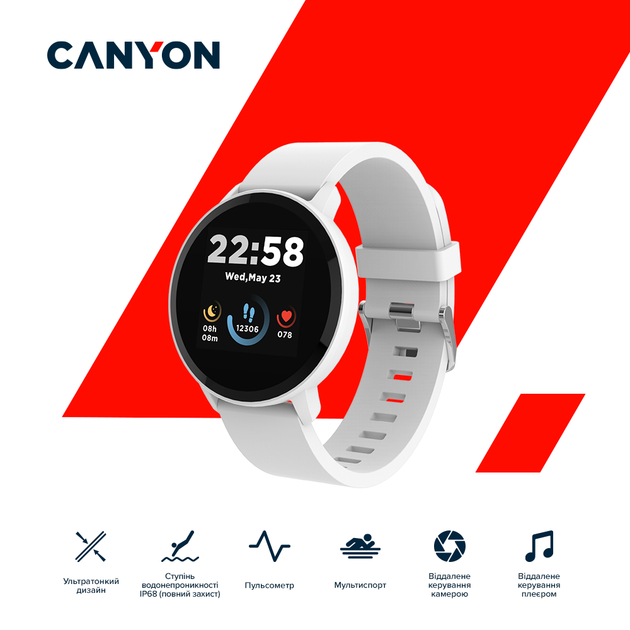 Смарт-годинник Canyon Lollypop SW-63 White (CNS-SW63SW) - Фото 3 Смарт-годинник Canyon Lollypop SW-63 White (CNS-SW63SW) - зображення 3
