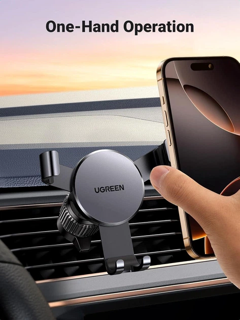 Тримач для телефону автомобільний UGREEN LP130 алюмінієвий, для телефону, на вентиляційну сітку, сумісний з iPhone 16, 15, 14, 13, 12, 11 Pro Max, Mini Xs, XR Black (15814) - Фото 3 Тримач для телефону автомобільний UGREEN LP130 алюмінієвий, для телефону, на вентиляційну сітку, сумісний з iPhone 16, 15, 14, 13, 12, 11 Pro Max, Mini Xs, XR Black (15814) - зображення 3
