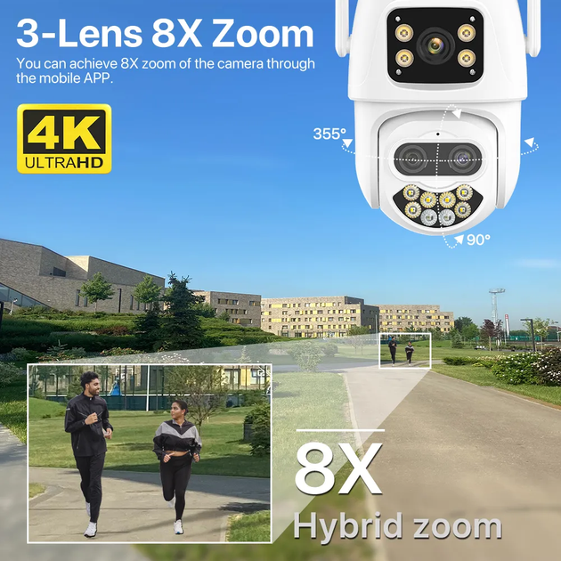 Зовнішня 9 MP IP WiFi камера QEARIM EP7-QQ-6M 8X Zoom ICSEE - зображення 7