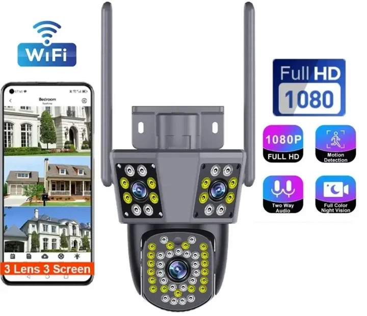 Поворотна IP Wi-Fi камера відеоспостереження 6Mp з 3 об'єктивами з віддаленим доступом IPC360 Home APP - зображення 2