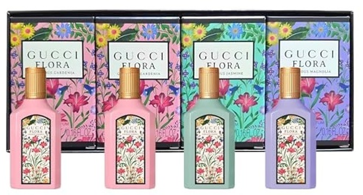 Zestaw miniatur damskich Gucci Flora Woda perfumowana Gorgeous Gardenia 2 x 5 ml  + Woda perfumowana Gorgeous Jasmine 5 ml  + Woda perfumowana Gorgeous Magnolia 5 ml (3616304957307) - obraz 1