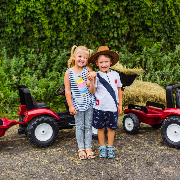 Traktor na Pedały FALK Valtra z Przyczepką i Łyżką Bordowy 4000AM (3016204000149) - obraz 5