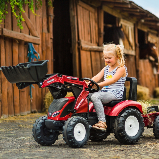 Traktor na Pedały FALK Valtra z Przyczepką i Łyżką Bordowy 4000AM (3016204000149) - obraz 6