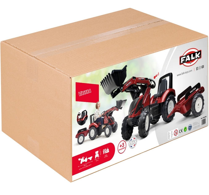 Traktor na Pedały FALK Valtra z Przyczepką i Łyżką Bordowy 4000AM (3016204000149) - obraz 9