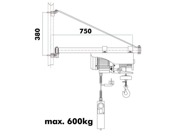 Поворотная стрела для электрической тросовой тяги Holzmann SA 600750 - изображение 2