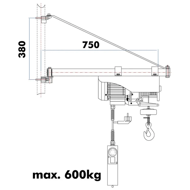 Поворотная стрела для электрической тросовой тяги Holzmann SA 600750 - изображение 4