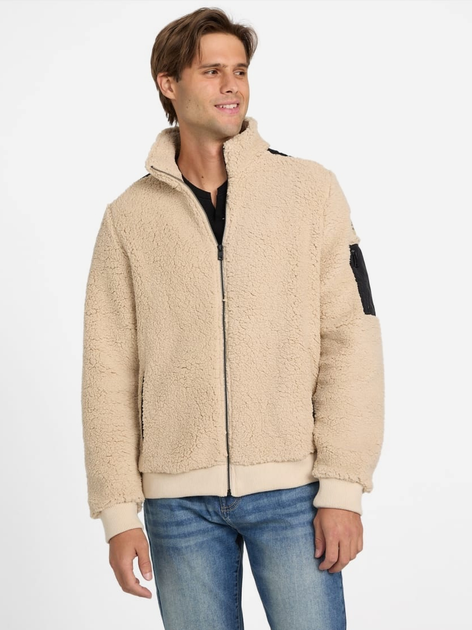 Куртка Шерпа демисезонная мужская Guess 378368688 L Бежевая (1159829057) 