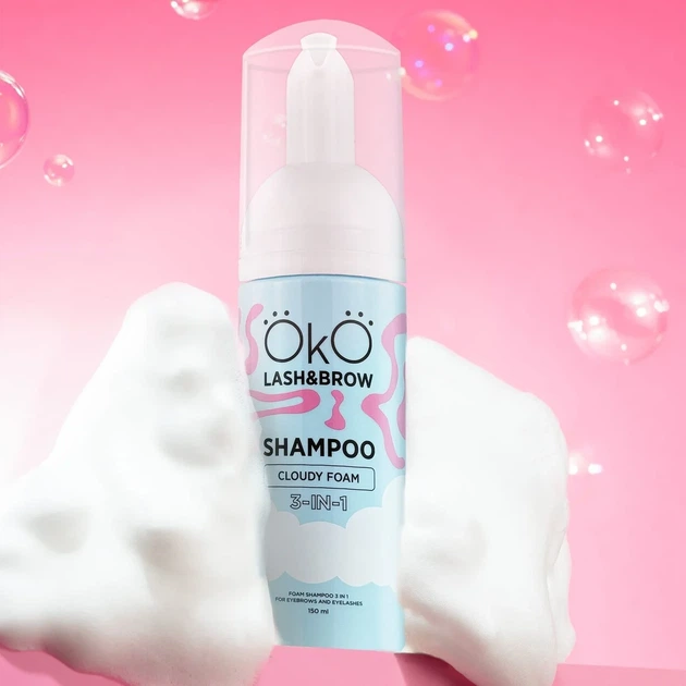 Шампунь-піна 3в1 для брів та вій OKO Shampoo Cloudy Foam, 150мл. - зображення 3