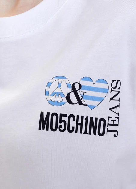 Футболка MOSCHINO JEANS женская белая (251K2A071337321001-M) - Фото 5 Футболка MOSCHINO JEANS женская белая (251K2A071337321001-M) - изображение 5