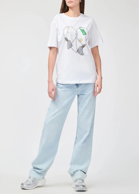 Футболка MOSCHINO JEANS женская белая (251K2A071137321001-L) - изображение 4