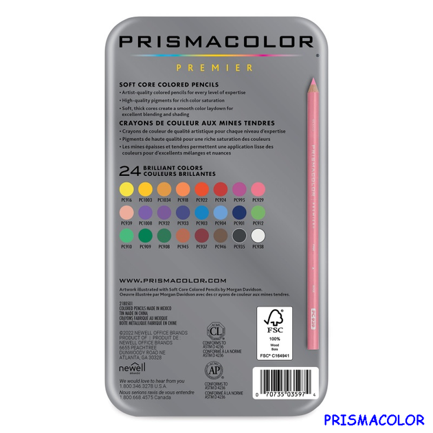 М'які кольорові олівці Prismacolor Premier 24 кольори - Фото 3 М'які кольорові олівці Prismacolor Premier 24 кольори - зображення 3