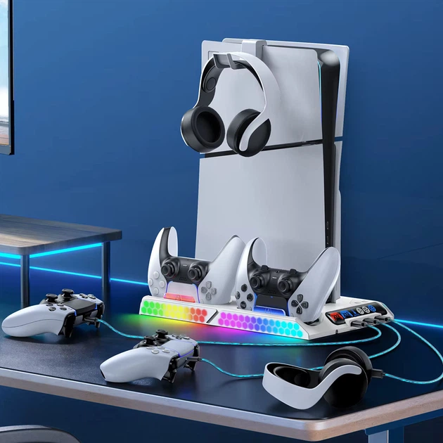 Подставка PS5 Pro / Fat / Slim с охлаждением зарядка RGB OIVO VG-P5320W-Pro - изображение 3