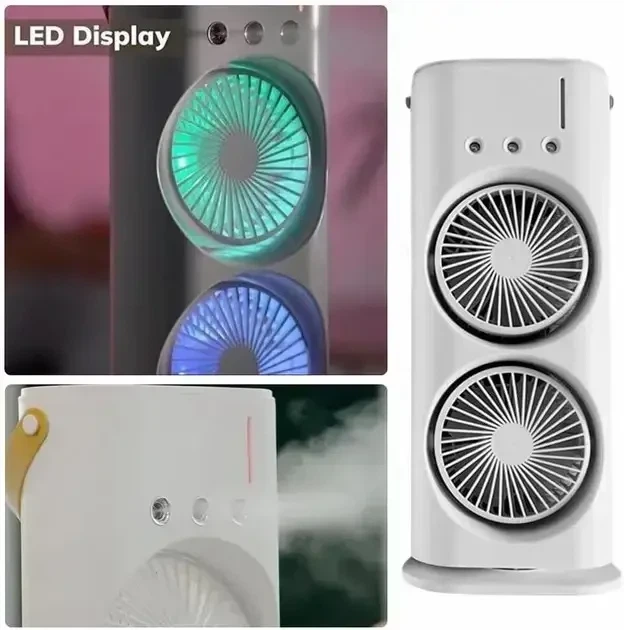 Вентилятор настольный Double-ended Spray Fan LED двойной с охлаждением подсветка 3 скорости - изображение 4