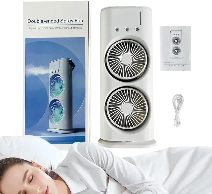 Вентилятор настольный Double-ended Spray Fan LED двойной с охлаждением подсветка 3 скорости - изображение 6