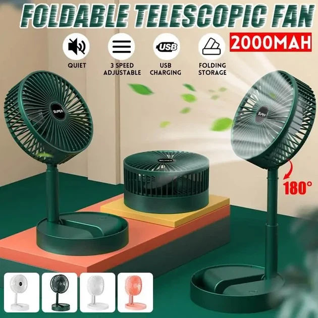 Мини вентилятор Telescopic Folding Fan с USB, Портативный настольный вентилятор для охлаждения дома, рабочего места - изображение 4
