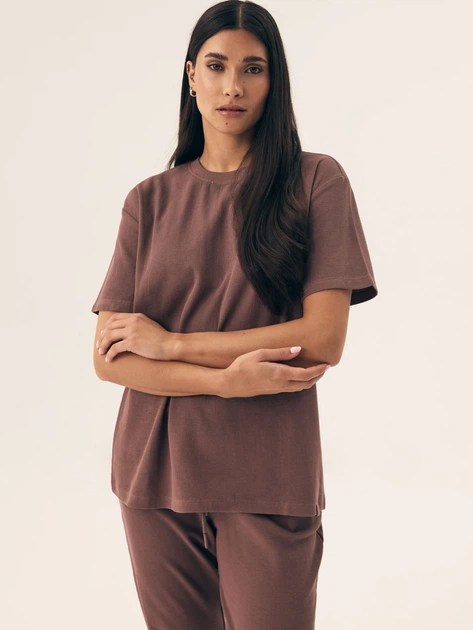 Піжама (футболка + штани) жіноча великих розмірів бавовняна Henderson Nilsa 43349-84X XL Коричнева (5903972548486) - зображення 3