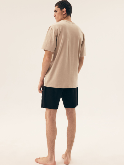 Piżama męska z szortami i krótkim rękawem bawełniana Henderson Origin 42796-99X 2XL Czarny/Beżowy (5903972510988) - obraz 4