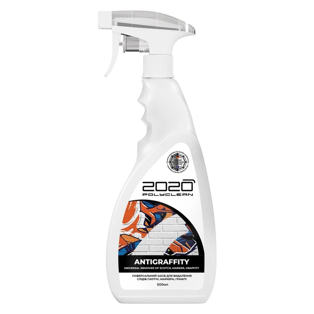 Засіб для видалення графіті, маркера, слідів скотчу Polyclean 2020 “Antigraffity” 0.5 л - Фото 1 Засіб для видалення графіті, маркера, слідів скотчу Polyclean 2020 “Antigraffity” 0.5 л - изображение 1