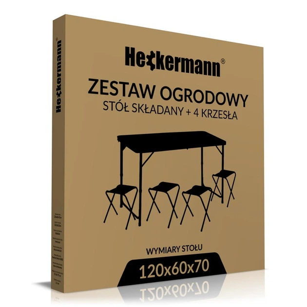 Складной туристический стол Heckermann 120×60 с 4 стульями (алюминий, МДФ, 3 уровня высоты) - изображение 6
