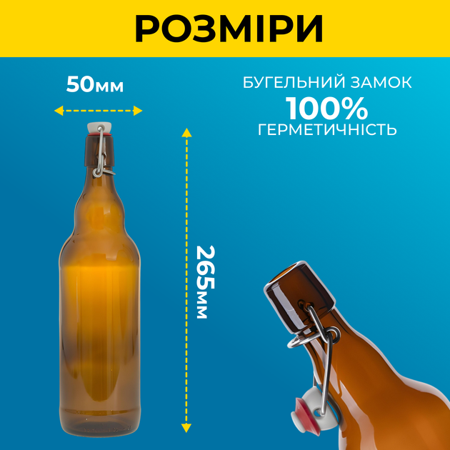 Бутылка Бугельная 0.5 л (стекло) коричневая 16шт - изображение 2