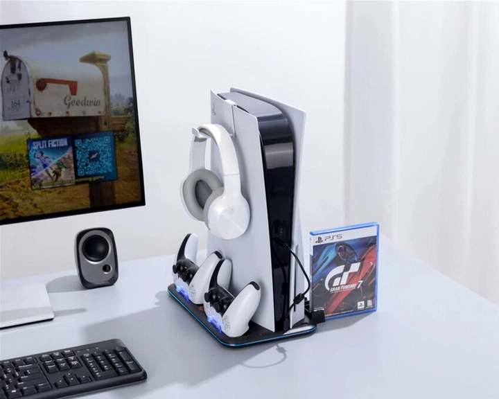 Підставка для PS5 Canyon CS-51 RGB Slim/DE з охолодженням і зарядкою для геймпадів Black (CND-CSPS5B-1) - зображення 8