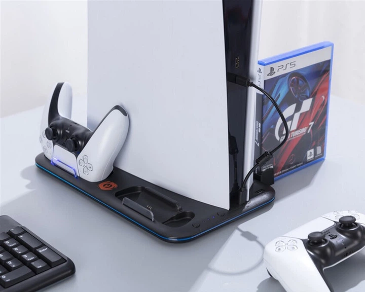 Підставка для PS5 Canyon CS-51 RGB Slim/DE з охолодженням і зарядкою для геймпадів Black (CND-CSPS5B-1) - зображення 9