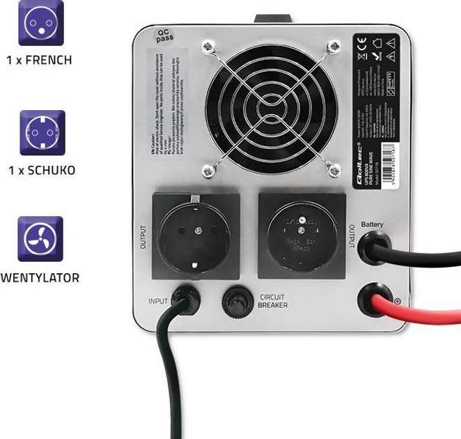 UPS Qoltec Pure Sine Wave 800VA/560W Stala faza (50718) (955555906366982) - Outlet - obraz 6