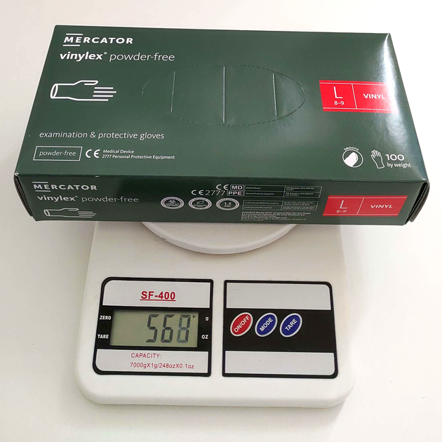 Рукавички вінілові Mercator Medical Vinylex PF, щільність 4.8 г. - прозорі (100 шт) L (8-9) - зображення 2