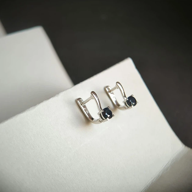 Серебряные серьги с натуральным сапфиром 1.313ct (2178873) - изображение 3