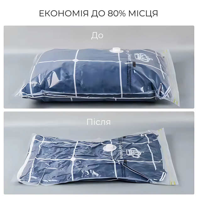 Вакуумные пакеты для одежды вещей багажа, мешки вакуумные для хранения с ручным насосом прозрачные, набор 8 шт 40×60 см - 2 шт 50×70 см - 2 шт 60×80 см - 2 шт 80×100 см - 2 шт - изображение 7