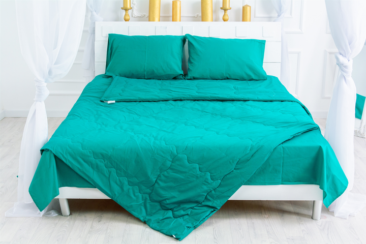 Літній постільний комплект MirSon №2510 EcoSilk 17-4735 Caterina 2 ковдри + 2 подушки 50x70 + 2 наволочки + простирадло від Rozetka на платформі USKIDKA Акція на Літній постільний комплект MirSon №2510 EcoSilk 17-4735 Caterina 2 ковдри + 2 подушки 50x70 + 2 наволочки + простирадло від Rozetka