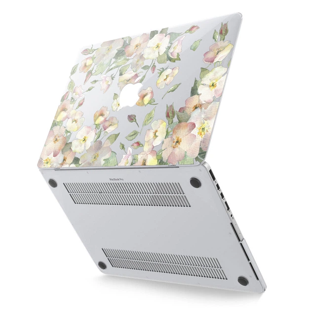 Чехол пластиковый для Apple MacBook Air 15 M2 M3 M4 M5 2023-2026 (Акварельные цветы бежевые) A2941/A3114/A3241/A3448 макбук - изображение 2