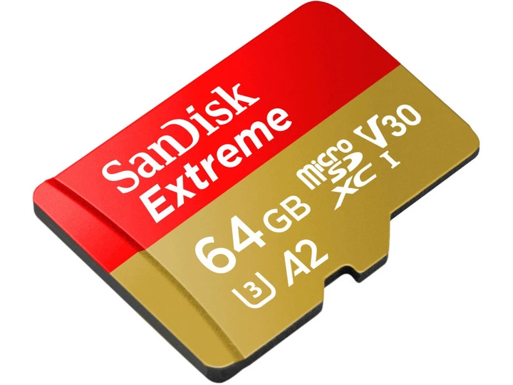 Карта пам'яті SanDisk 64 GB microSDXC UHS-I U3 V30 A2 Extreme (SDSQXAH-064G-GN6MN) - Фото 2 Карта пам'яті SanDisk 64 GB microSDXC UHS-I U3 V30 A2 Extreme (SDSQXAH-064G-GN6MN) - зображення 2