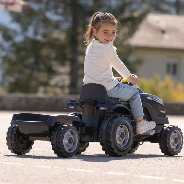 Трактор на педалях Smoby Farmer XL з причепом Чорний 710131 (3032167101310) - зображення 7