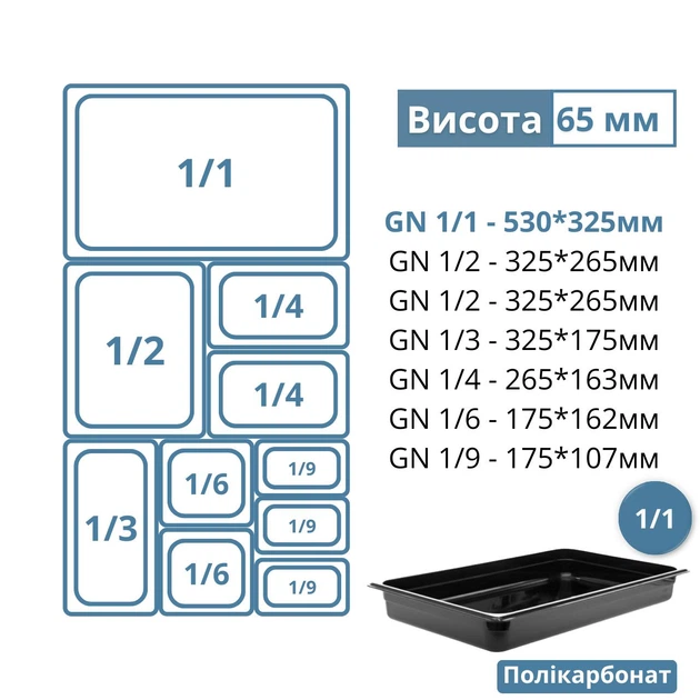 Гастроемкость пищевая из поликарбоната кухонная 1/1 6 л 65 мм - Фото 3 Гастроемкость пищевая из поликарбоната кухонная 1/1 6 л 65 мм - изображение 3