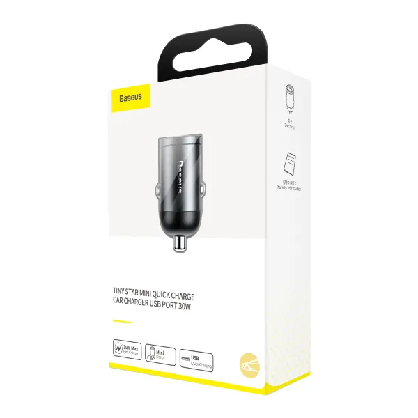 Автомобільний зарядний пристрій Baseus Tiny Star Mini Quick Charge Car Charger USB Port 30W Gray (VCHX-A0G) - изображение 2