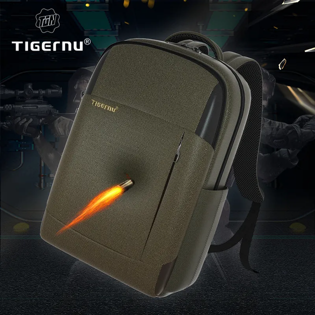 Рюкзак для ноутбука Tigernu T-B3906B 15.6" 24 л, USB-порт для заряджання, RFID-захист Olive - изображение 2