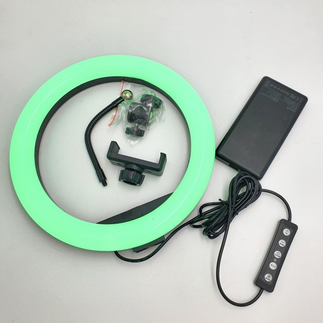 Кольцевая RGB лампа MJ20 диаметр 20 см с одним держателем управление на проводе селфи свет - изображение 9