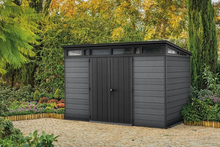Садовий пластиковий будиночок Keter Cortina 11×7 (342см х216см) 259113 темно-сірий - изображение 2