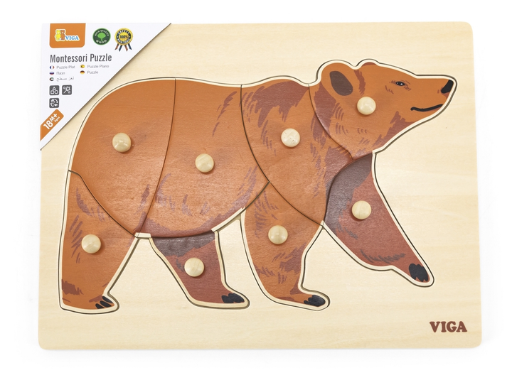 Puzzle PolarB Viga na podkładce z uchwytami Miś 44606 (6971608446061) - obraz 3
