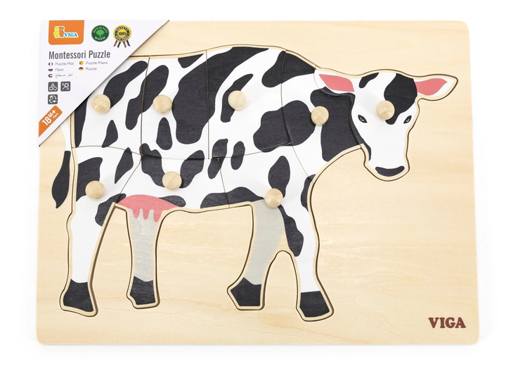 Puzzle PolarB Viga na podkładce z uchwytami Krowa 44608 (6971608446085) - obraz 3